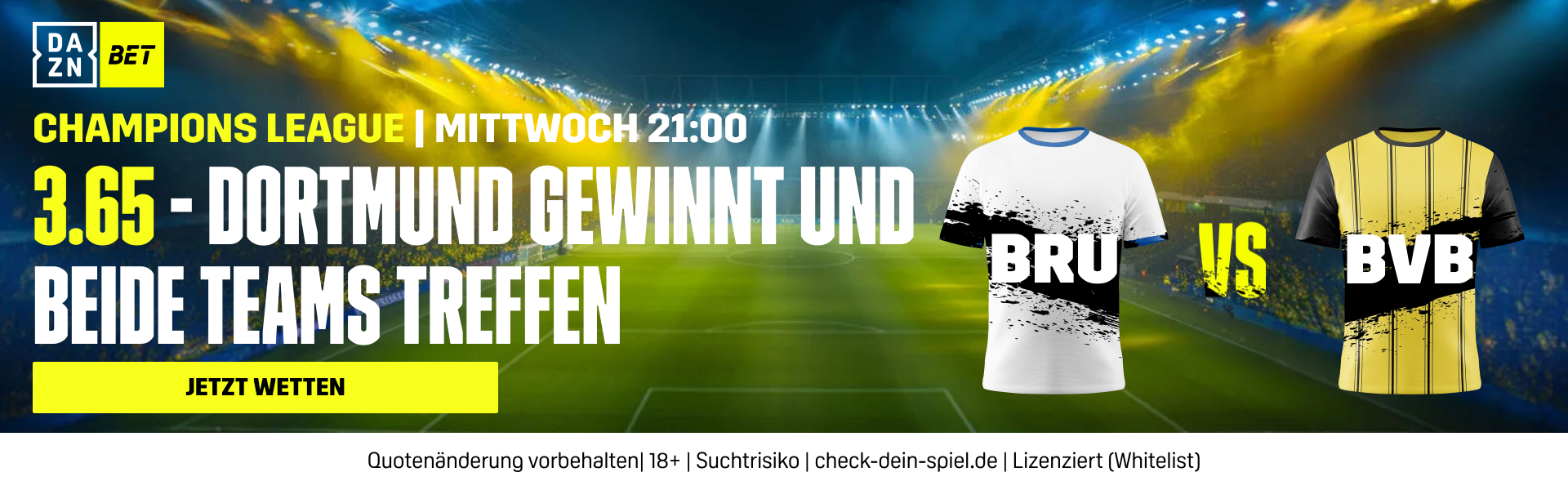 Brugge BVB Borussia Dortmund UEFA Champions League 2024/25 1. Spieltag DAZN Bet