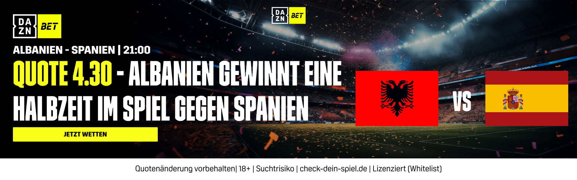 DAZN Bet Albanien Spanien ALB gewinnt eine Halbzeit