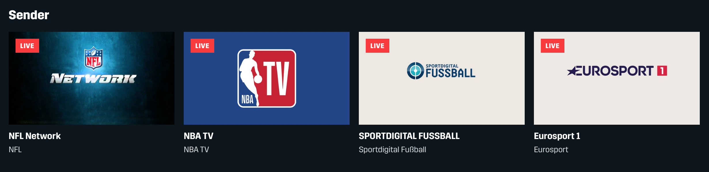 TV Kanäle Sportdigital Fußball NFL Network NBA TV Eurosport 1