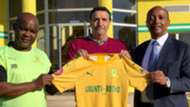 Pitso Mosimane, Jose Ramon Alexanko & Patrice Motsepe, Sundowns, September 2019