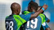 KCB playrers Ezekiel Odera celebrate v Gor Mahia.