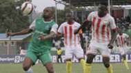 Gor Mahia striker Jacques Tuyisenge takes on Chikati Moses of Homeboyz.