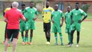 Harambee Stars coach Paul Put with players