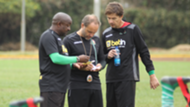 Francis Kimanzi and Sebastien Migne of Harambee Stars.