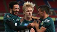 Burnley celebrate Ben Mee goal at Crystal Palace 2019-20