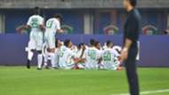 فرحة لاعبي الأهلي بعد هدفهم في مرمى استقلال الإيراني