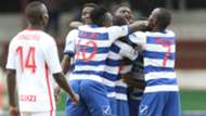 AFC Leopards players celebrates Whyvonne Isuza.