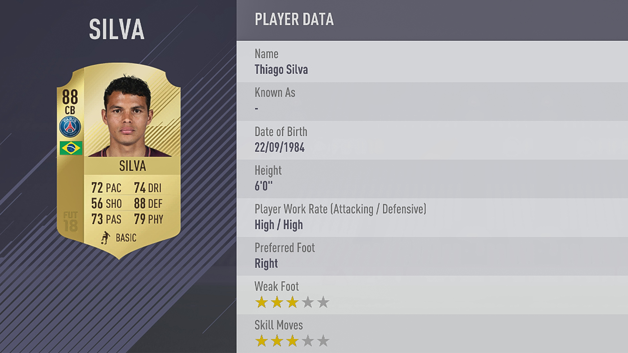 Thiago Silva FIFA 18