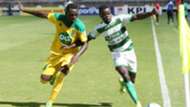 JAMES SITUMA of Mathare United b COLLINS WAKHUNGU of Nzoia Sugar.