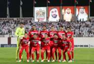 Persepolis's players pose prior to the AFC Champions League qualifying football match between UAE's Al-Wahda and Iran's Persepolis
