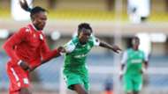 Batambuze Shaffik of Gor Mahia and Arsene Loko of DC Motema Pembe.