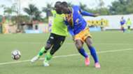 KCCA FC Samuel Ssenyonjo (R) battles Proline FC Mustafa Mujuzi at Startimes Stadium Lugogo.