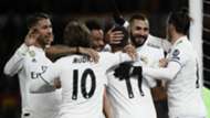 Real Madrid celebrating Roma Champions League
