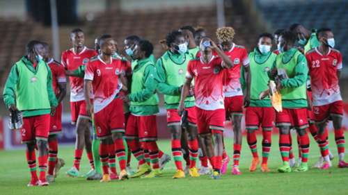 Kenya and Harambee Stars players after the game.