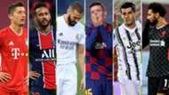 Lewandowski, Neymar, Benzema, Lenglet, Morata y Salah (Bayern, PSG, Real Madrid, Barcelona, Juventus y Liverpool)