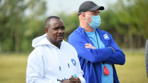 Dan Shikanda and Patrick Aussems of AFC Leopards.