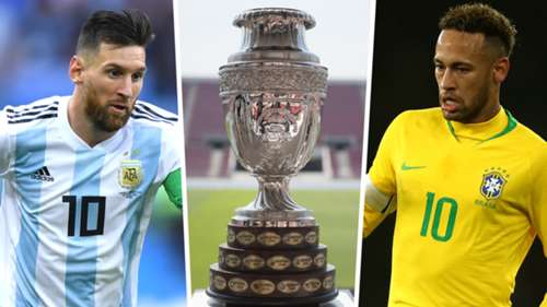 Lionel Messi Neymar Copa America trophy