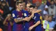 Andres Iniesta Lucas Digne Lionel Messi Barcelona La Liga
