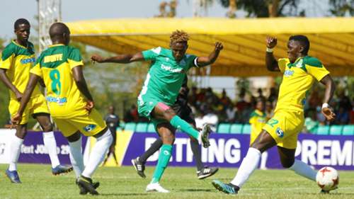 Gor Mahia captain Kenneth Muguna vs Mathare United.