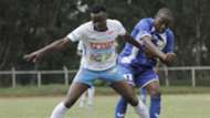 Posta Rangers’ Edwin Mwaura against Kakamega Homeboyz’ Athman Buk