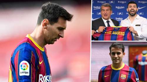 Lionel Messi Joan Laporta Sergio Aguero Eric Garcia Barcelona