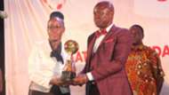 KCCA FC Head Coach Mike Mutebi receiving the coach of the year accolade