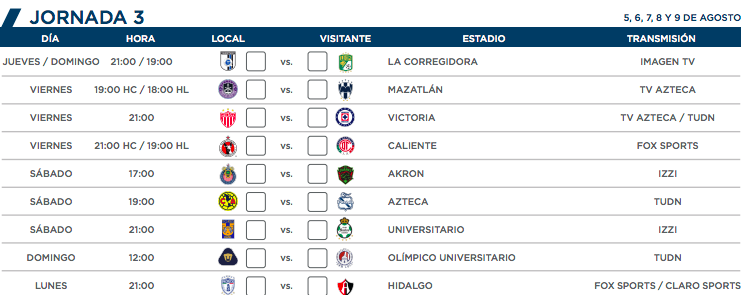 Apertura 2021 Liga Mx Calendario Completo Del Torneo Goal Com