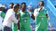 Gor Mahia coach Ze Maria instructs Kenneth Muguna and George Odhiambo