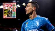 Cristiano Ronaldo y la portada del periódico portugués Record