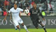 Ben Motshwari of Orlando Pirates tackles Gift Motupa of Bidvest Wits, August 2018