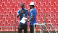 Orlando Pirates assistant coaches Benson Mhlongo and Rhulani Mokwena
