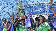 Gor Mahia players with trophy.