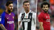 Lionel Messi Cristiano Ronaldo Mohamed Salah split