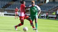 RUTH INGOSI of Harambee Starlets Kenya vs RACHEL KUNDANAJI of Zambia.
