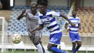 JOSHUA OYOO of Nakumatt v DENNIS SHIKHAI of AFC Leopards.