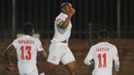 Thamsanqa Teyise celebrates with Free State Stars team-mates