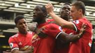 Manchester United celebrate Romelu Lukaku