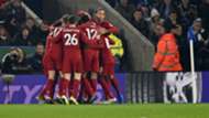 Liverpool celebrates goal against Leicester