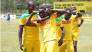 Cliff Nyakeya of Mathare United celebrates with teammates.