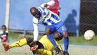 COLLINS SHVACHI of Tusker v WHYVONNE ISUZA of AFC Leopards.