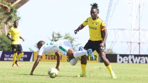 Hashim Sempala of Tusker vs Kariobangi Sharks.