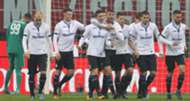 Atalanta players celebrating Milan Atalanta Serie A