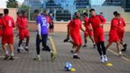 USM Alger players training at their hotel.