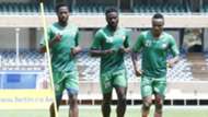 Masoud Juma Musa Mohammed and Cliftone Miheso of Harambee Stars.