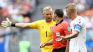 Kasper Schmeichel Simon Kjaer Denmark Antonio Mateu World Cup 2018 Australia