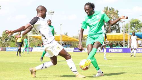 Tito Okello of Tusker vs Gor Mahia.