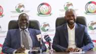 Prof Edwin Wamukoya and Barry Otieno of FKF