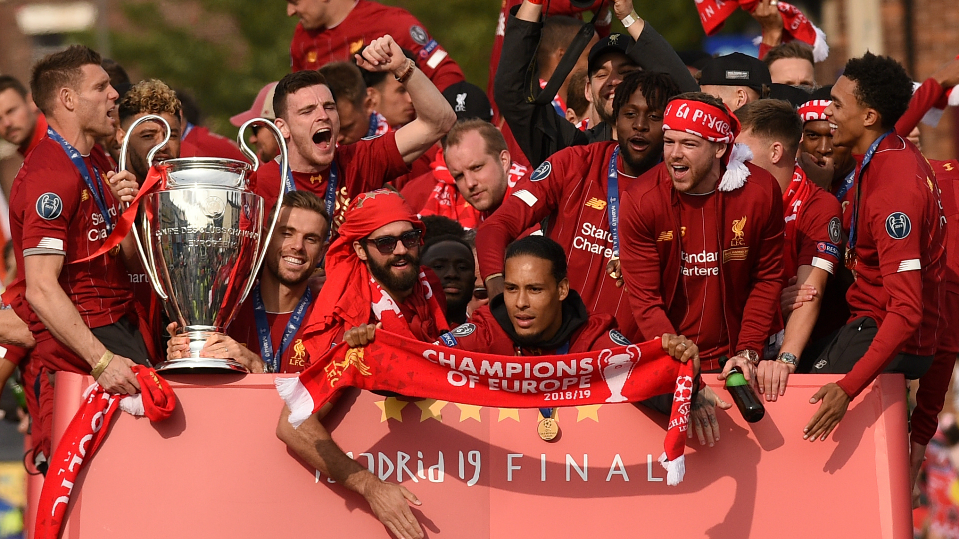 Liverpool celebrate Champions League 