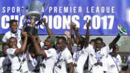 Gor Mahia players with KPL trophy.