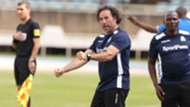 Gor Mahia coach Hassan Oktay celebrate against Lobi Stars of Nigeria.